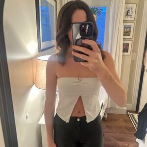 Edikted White Strapless Crop Top